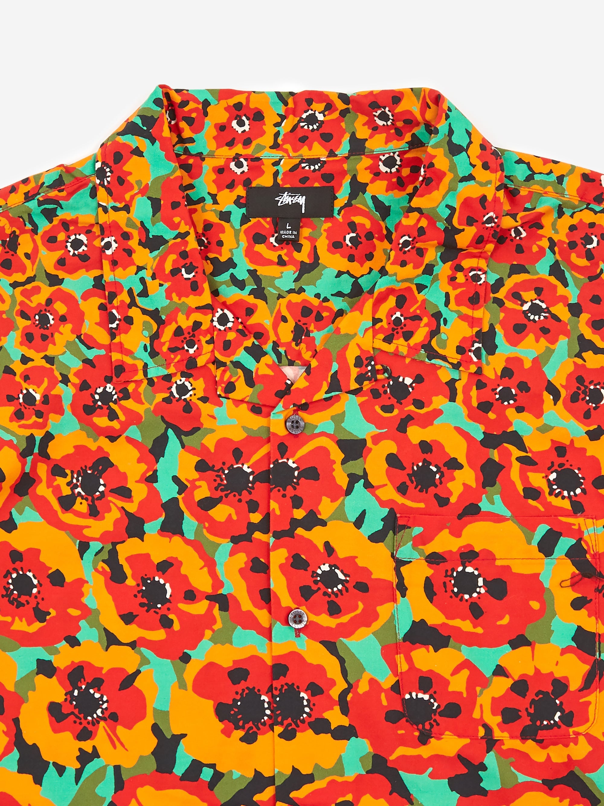 Stussy Poppy Shortsleeve Shirt Orange Goodhood - Main Image