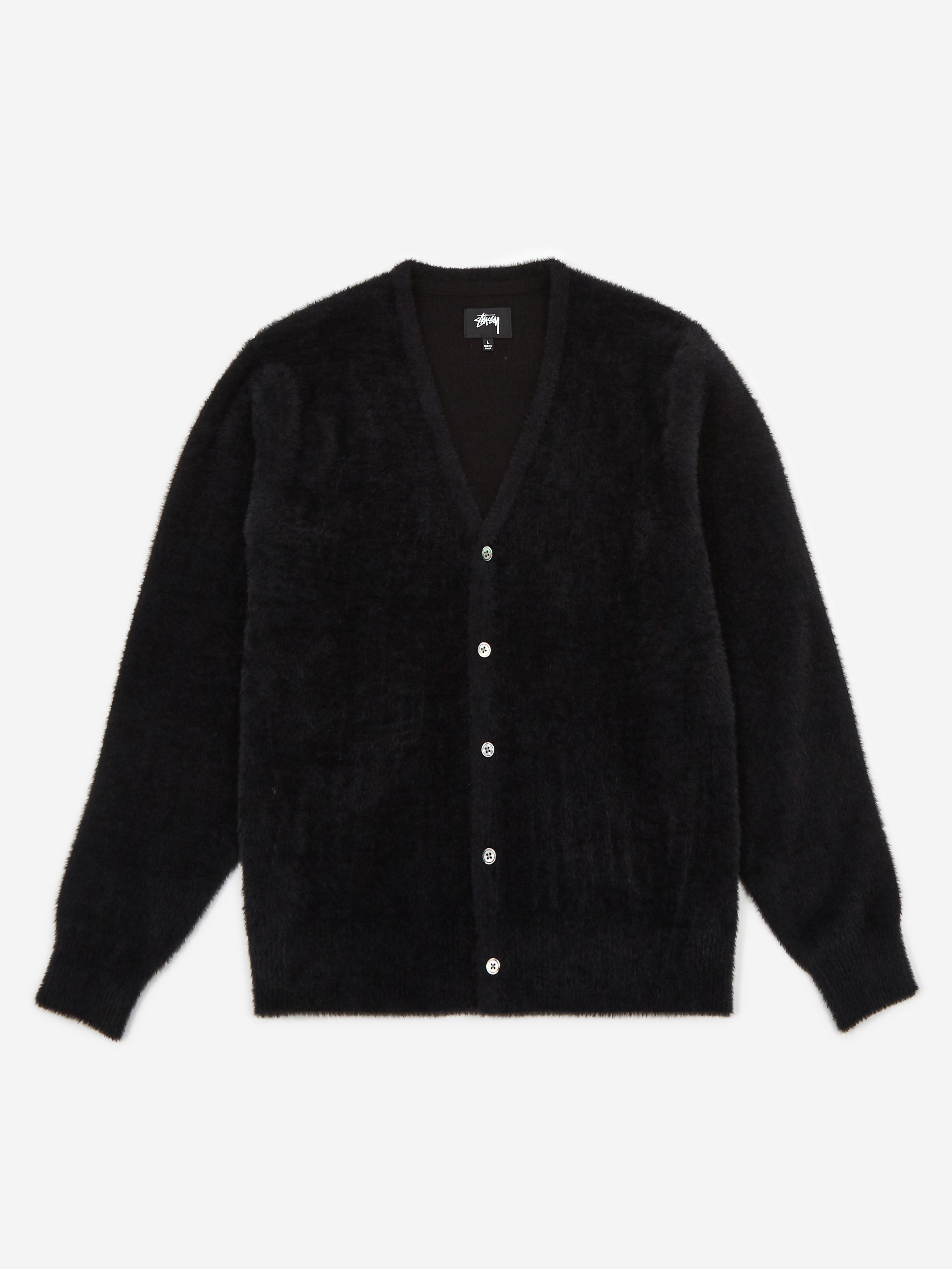 Stussy Shaggy Cardigan - Black – Goodhood