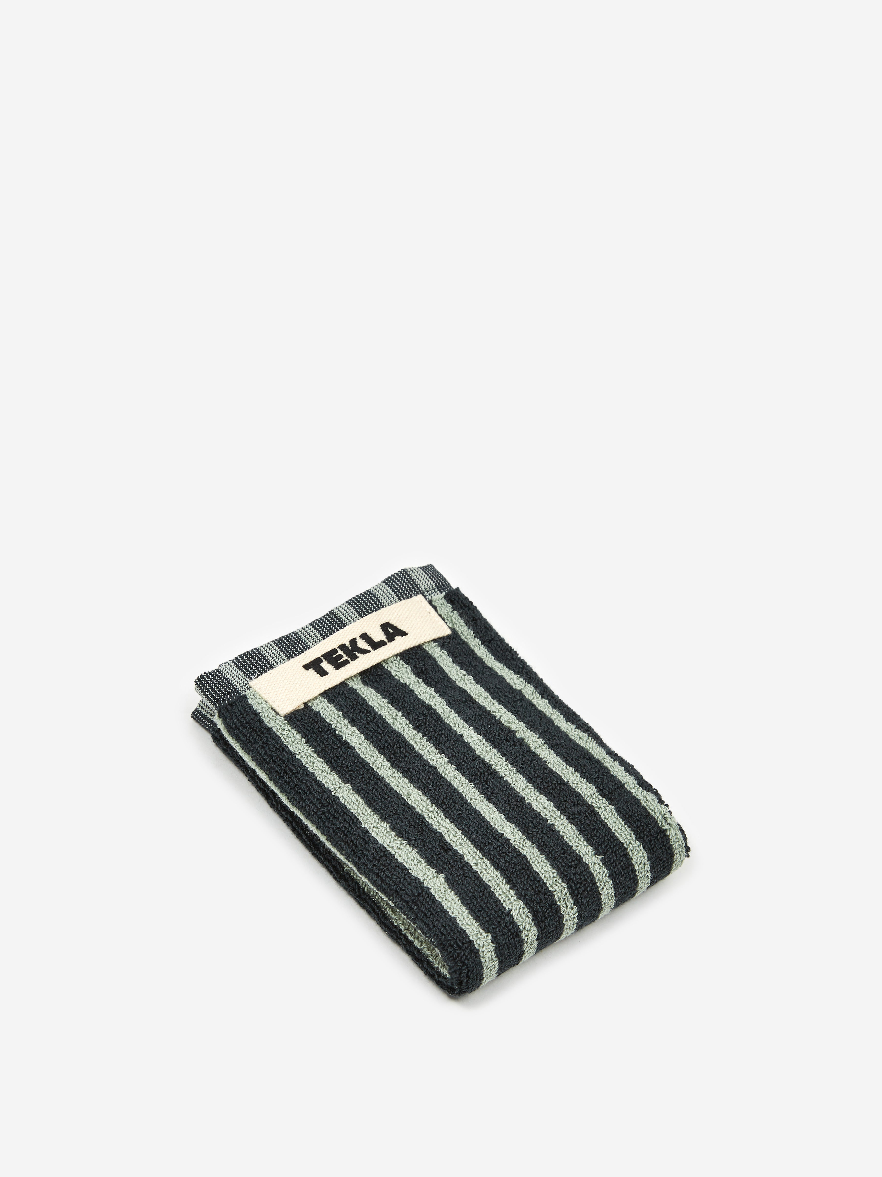 Tekla Organic Cotton Washcloth in Black & Mint