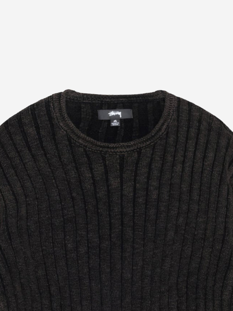Slub Rib Stussy Cotton Slub Rib Crew - Black – Goodhood