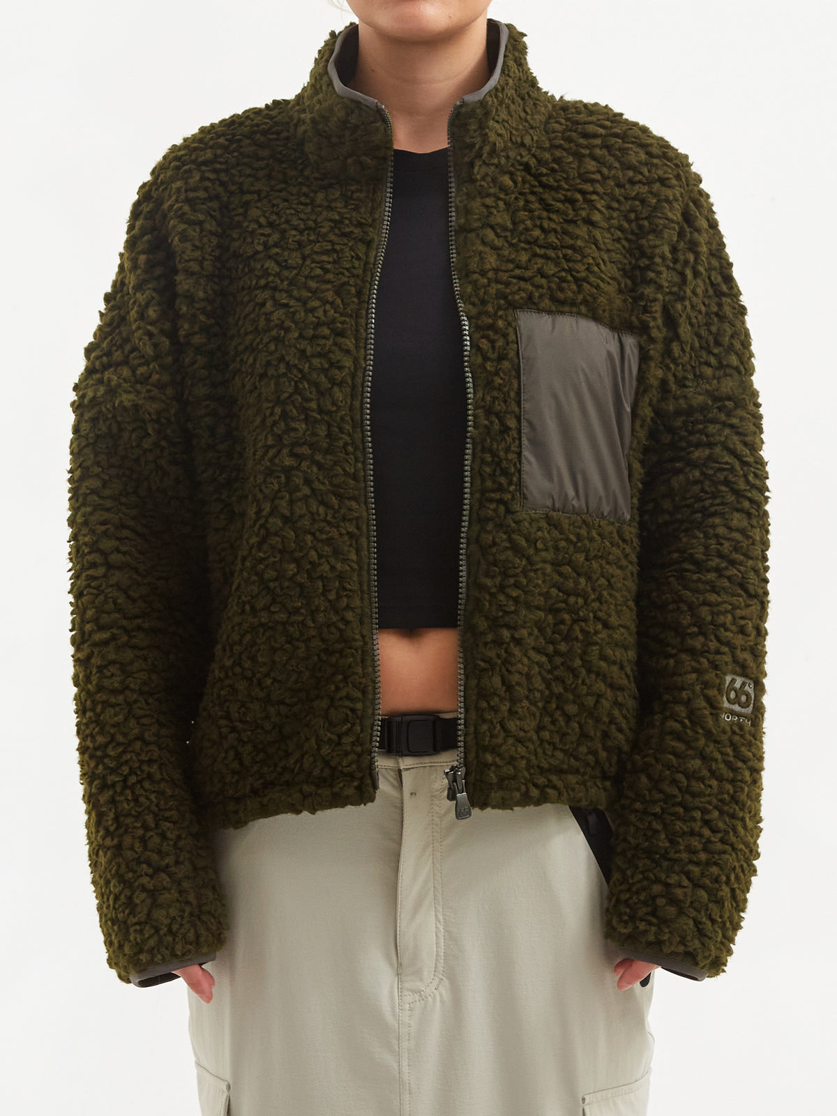 66° North Varmahlid Shearling Fleece Jacket W - Alpine Grimmia, view 1