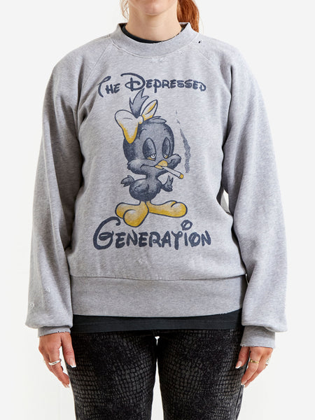 Aries Destroyed Weedie Pie Raglan Sweat W - Light Grey Marl – Goodhood