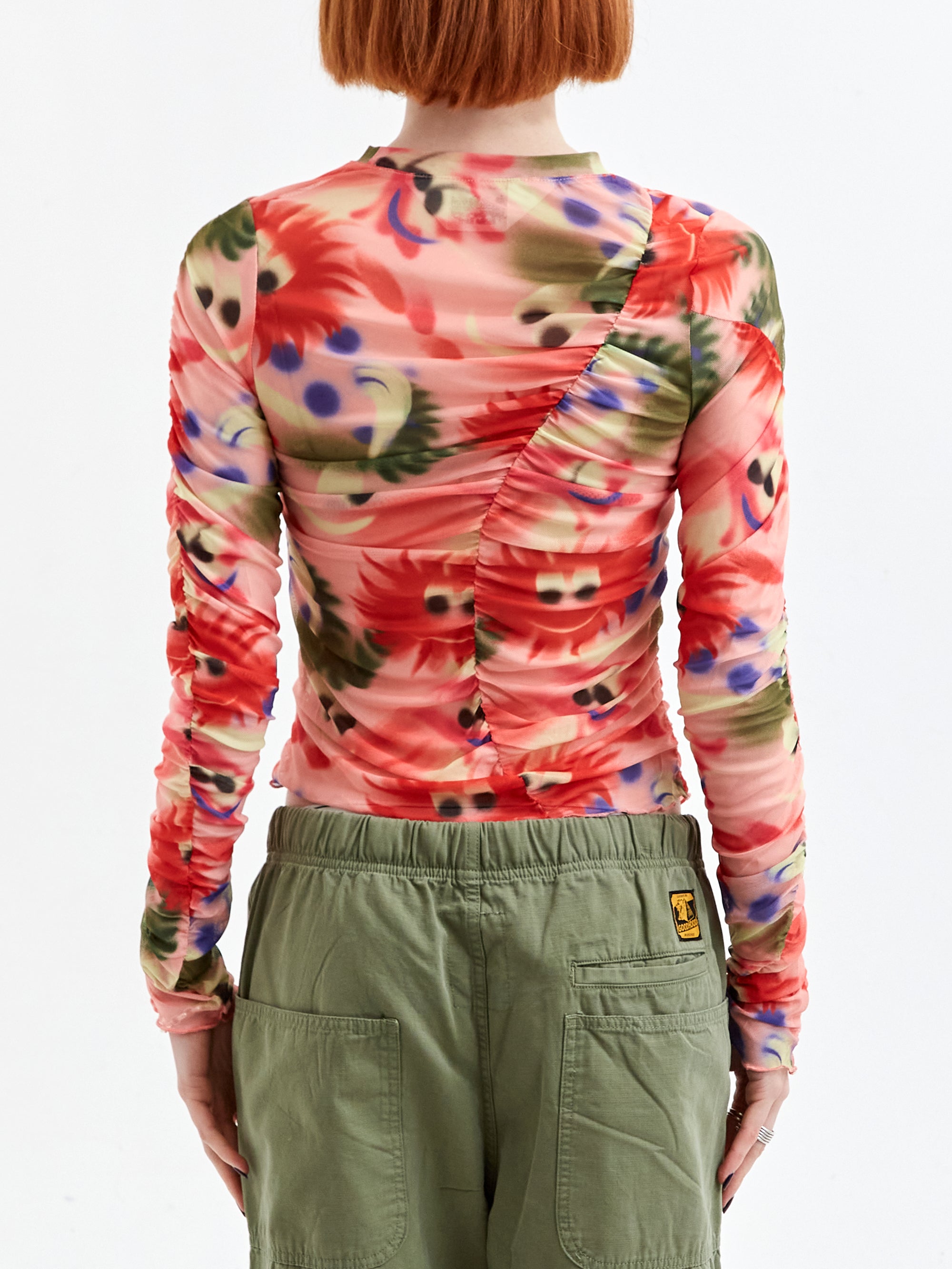 Brain Dead Alexis Ruched Hyper Mesh Long Sleeve Top - Pink Multi – Goodhood