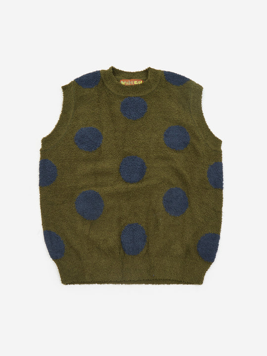 Brain Dead Teddy Fur Dot Knit Sweater Vest - Olive – Goodhood
