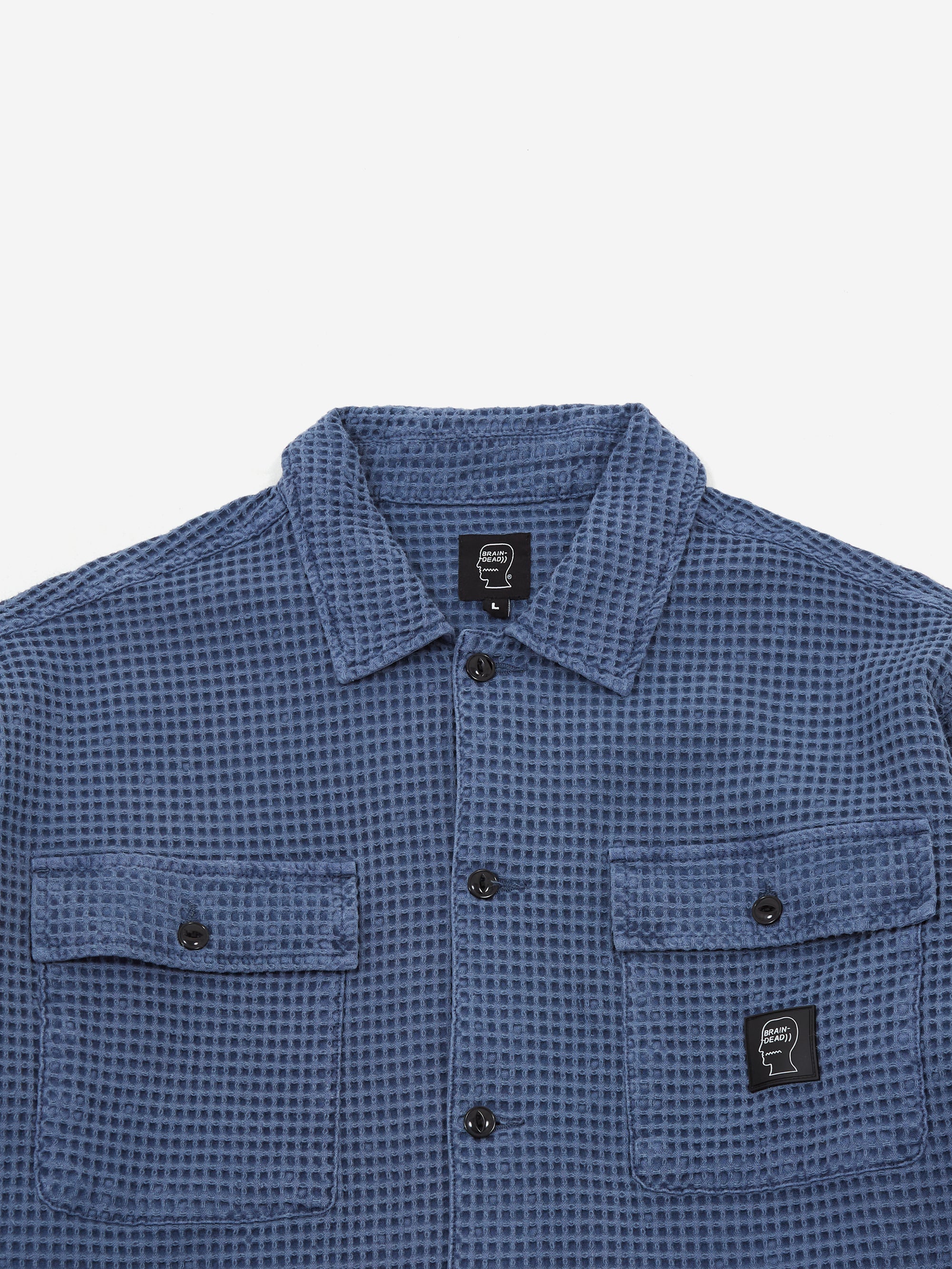 Brain Dead Waffle Button Front Shirt - Blueberry – Goodhood
