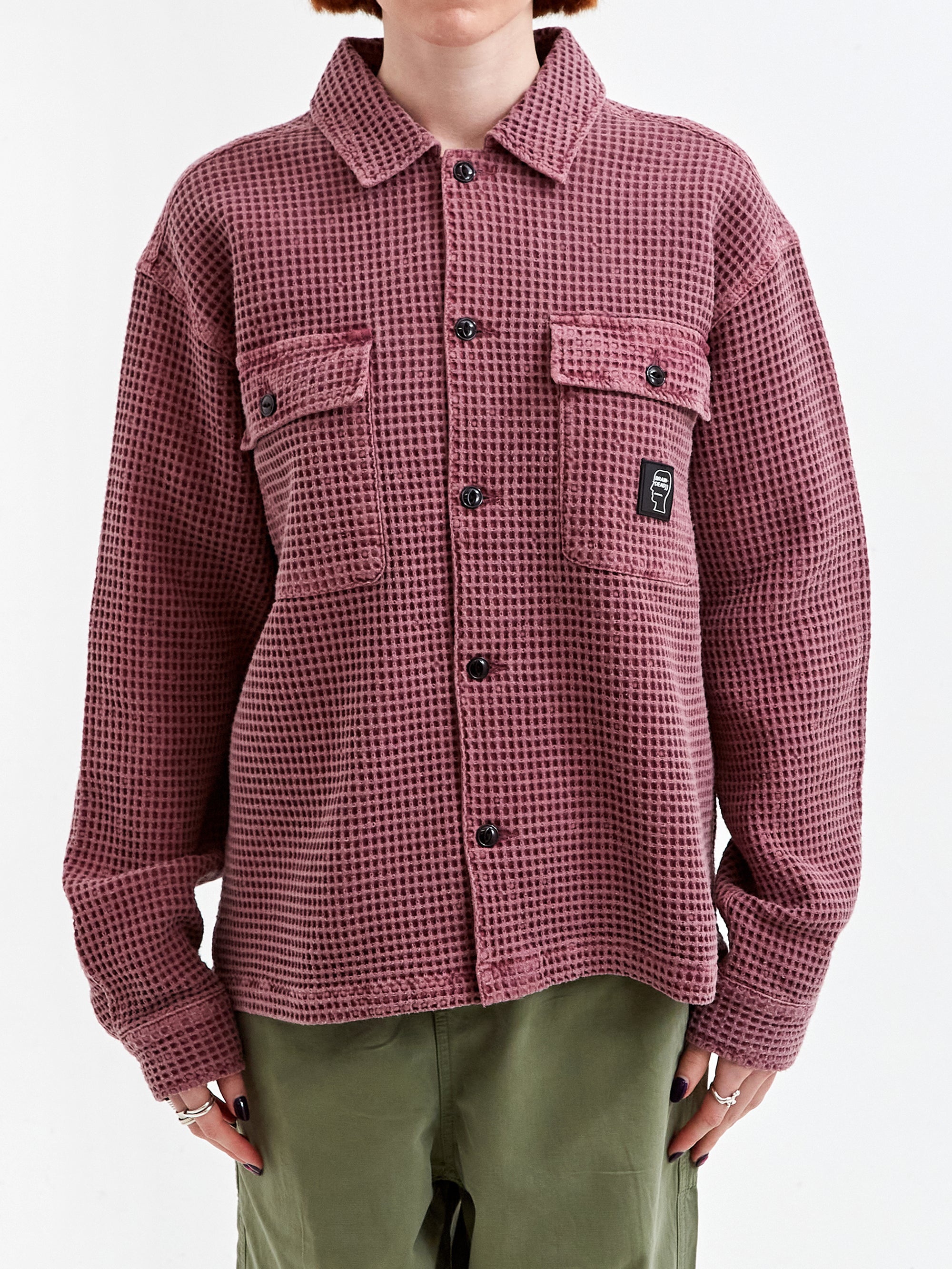 Brain Dead Waffle Button Front Shirt - Raspbery – Goodhood