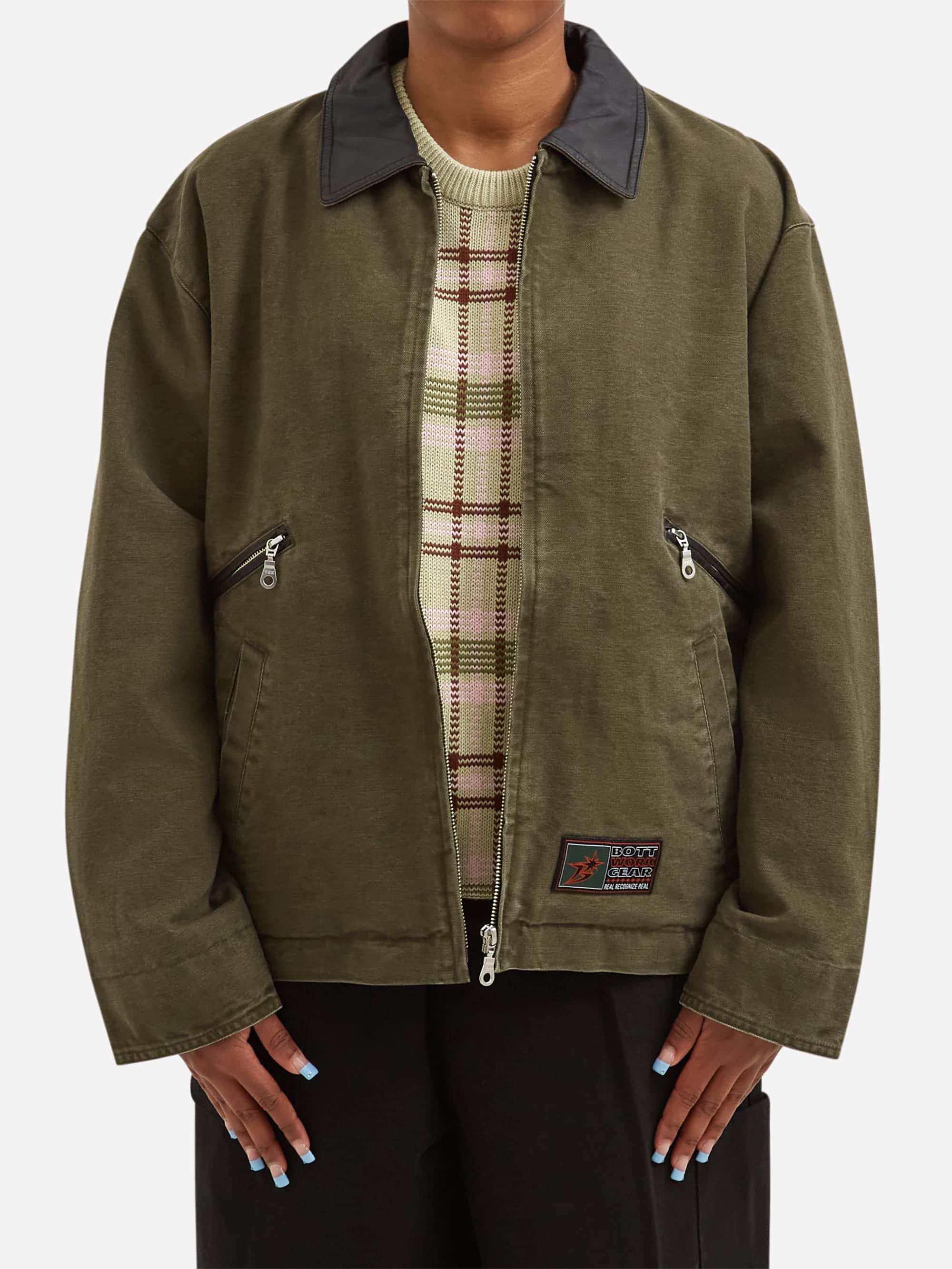 BoTT Leather Collar Work Jacket W - Olive – Goodhood