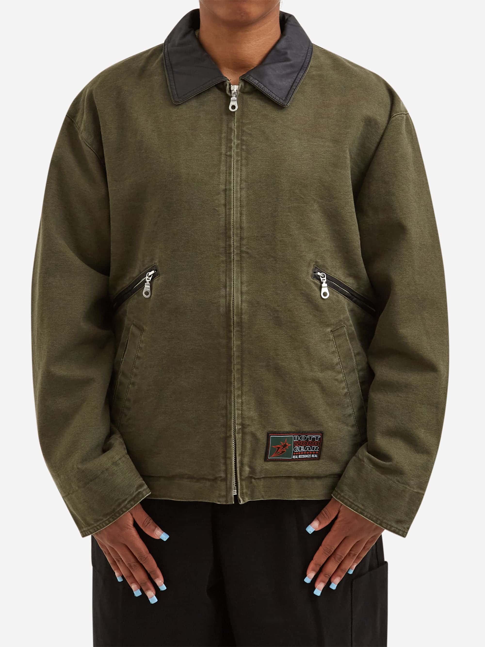 BoTT Leather Collar Work Jacket W - Olive – Goodhood