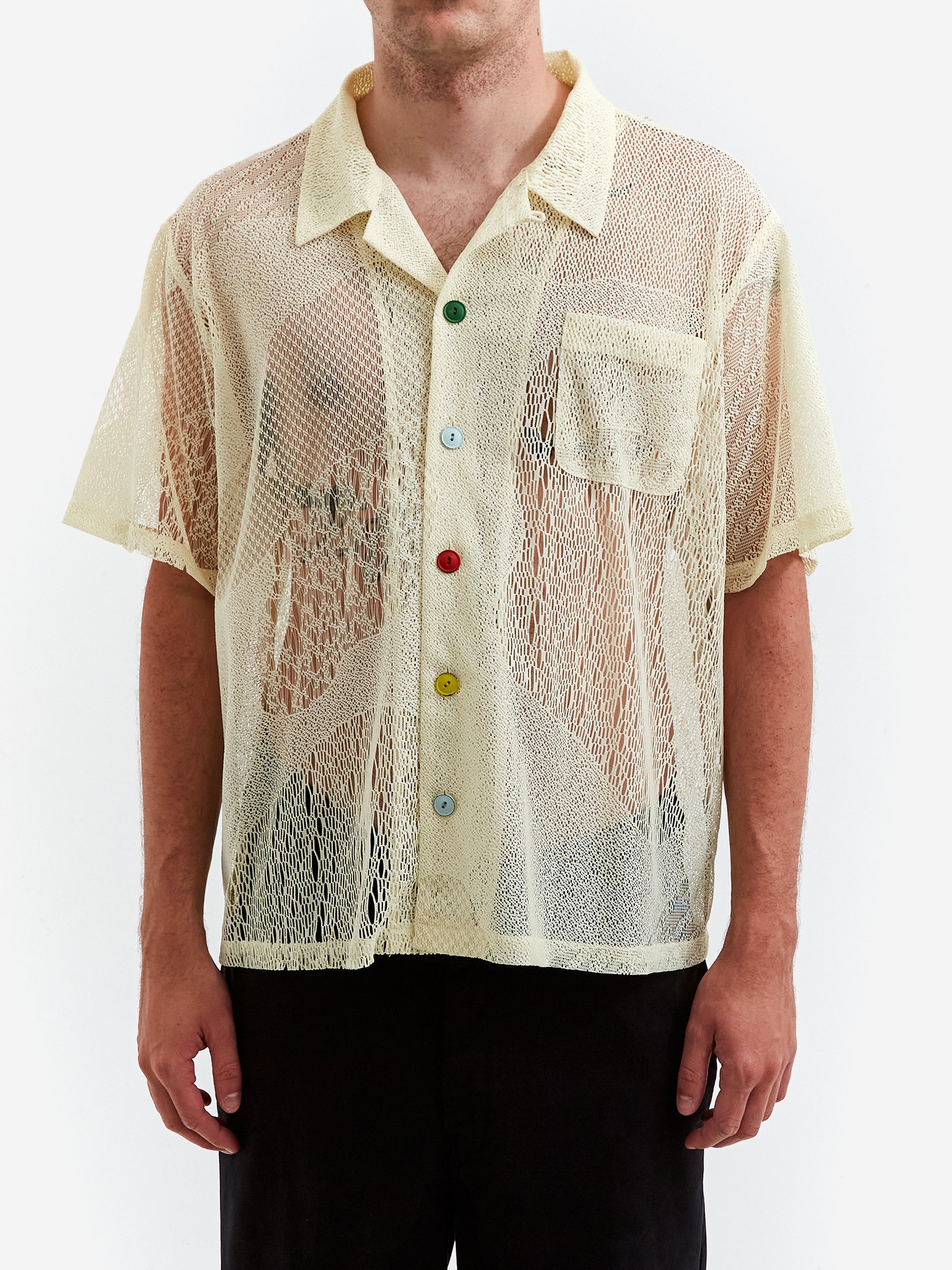 Brain Dead Engineered Mesh Short Sleeve Button Up - Natural – Goodhood