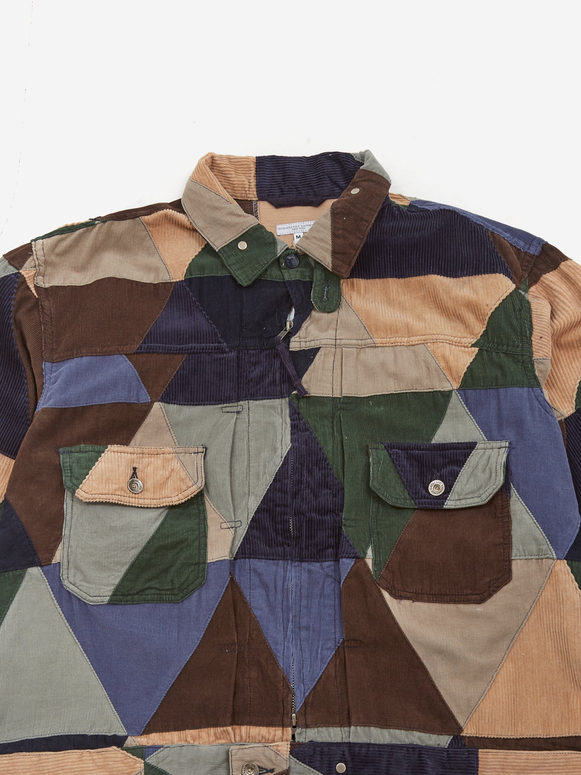 Triangular Patch Textile Engineered Garments Trucker Jacket - Multi Colour Triangle Patchwork ...