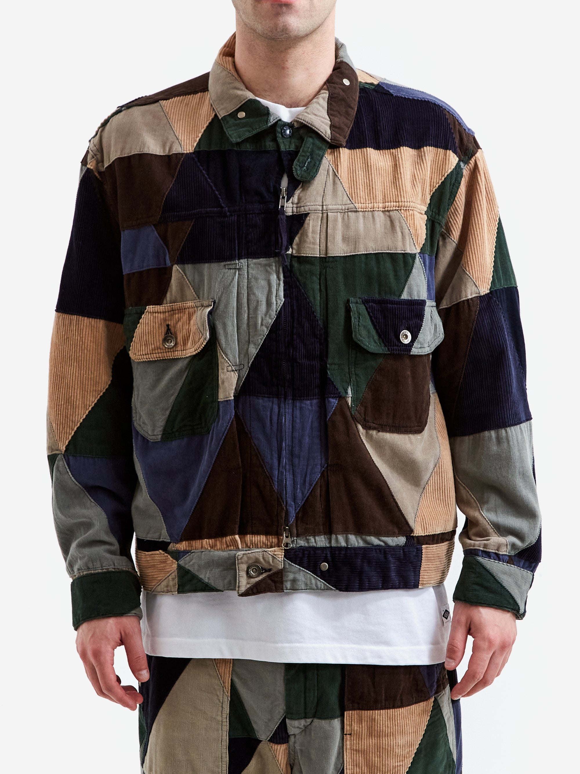 Triangle Jacket Button Engineered Garments Trucker Jacket - Multi Colour Triangle Patchwork ...