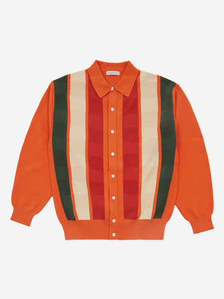 Flagstuff Stripe Knit Cardigan - Orange – Goodhood