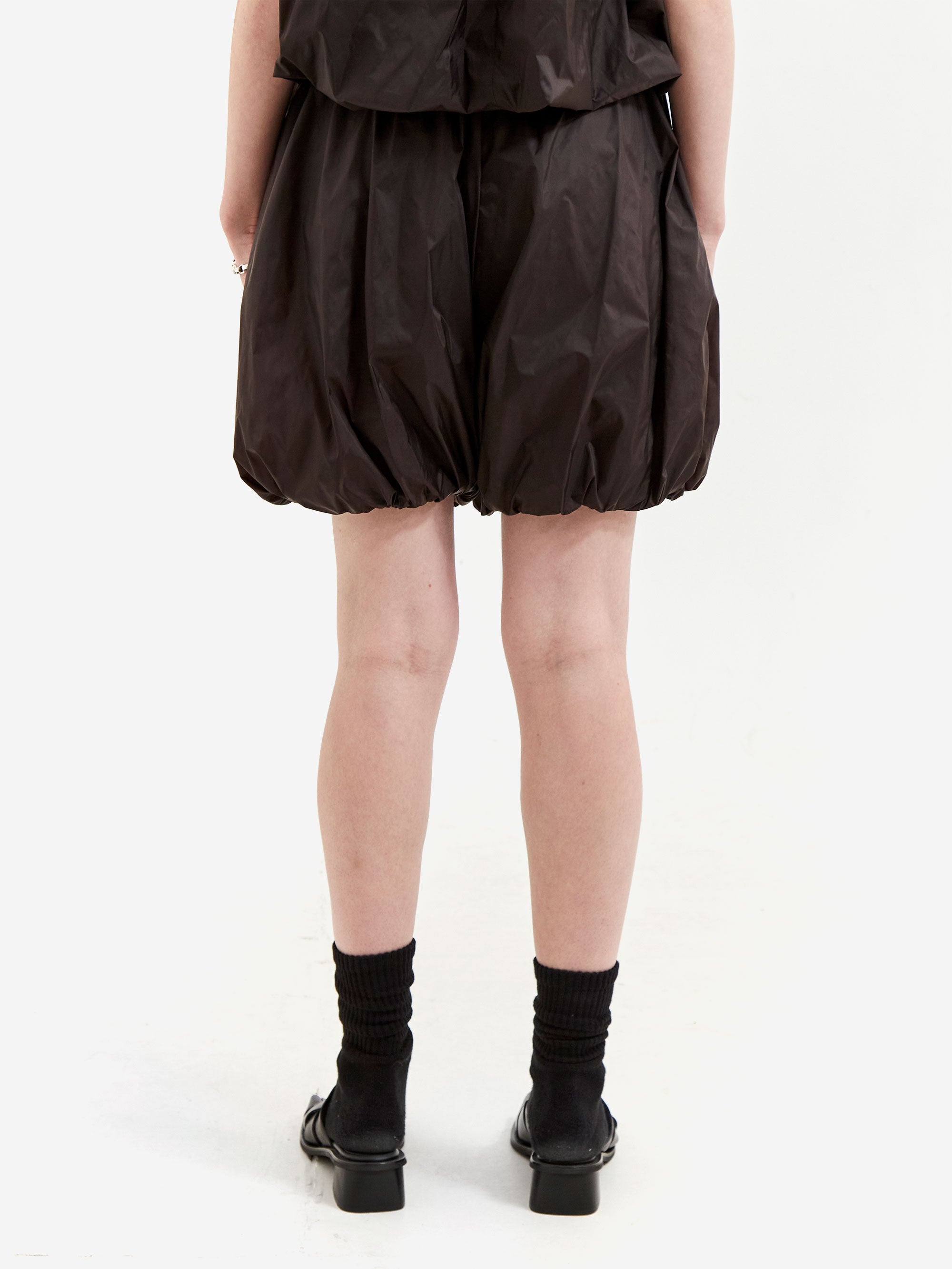 AMOMENTO Nylon Shirring Shorts - Dark Brown – Goodhood