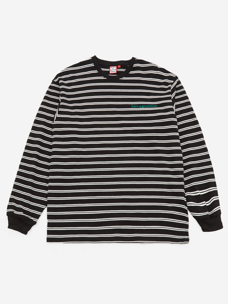 Have A Good Time Side Logo Striped Long Sleeve T-Shirt - Black