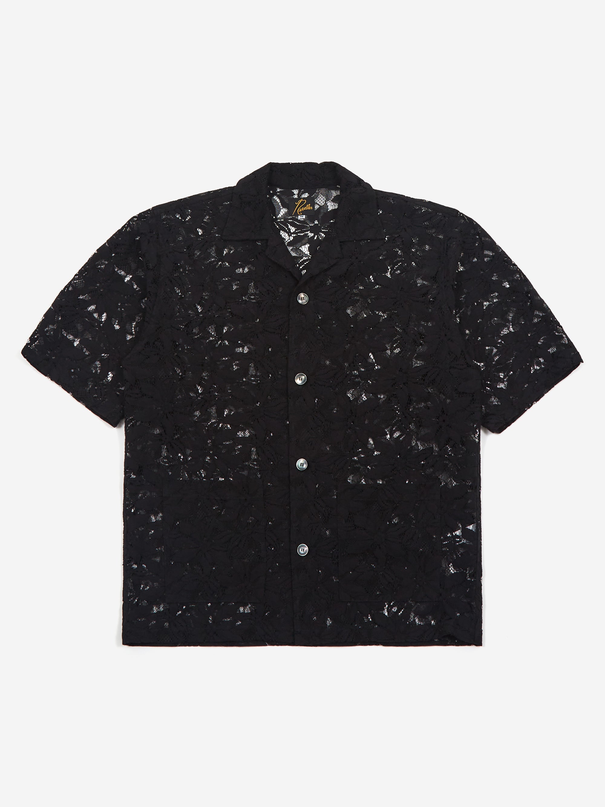Needles S/S Cabana Shirt C/PE/R Lace Cloth/Flower Black Goodhood
