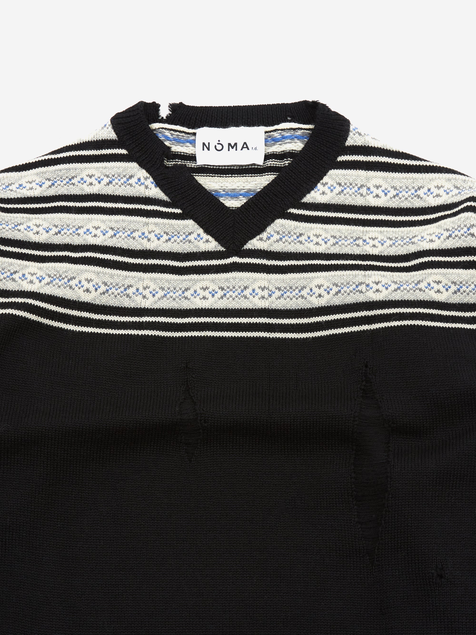 NÒMARYTHM TEXTILE Fair Isle Damaged Sweater - Black - Goodhood