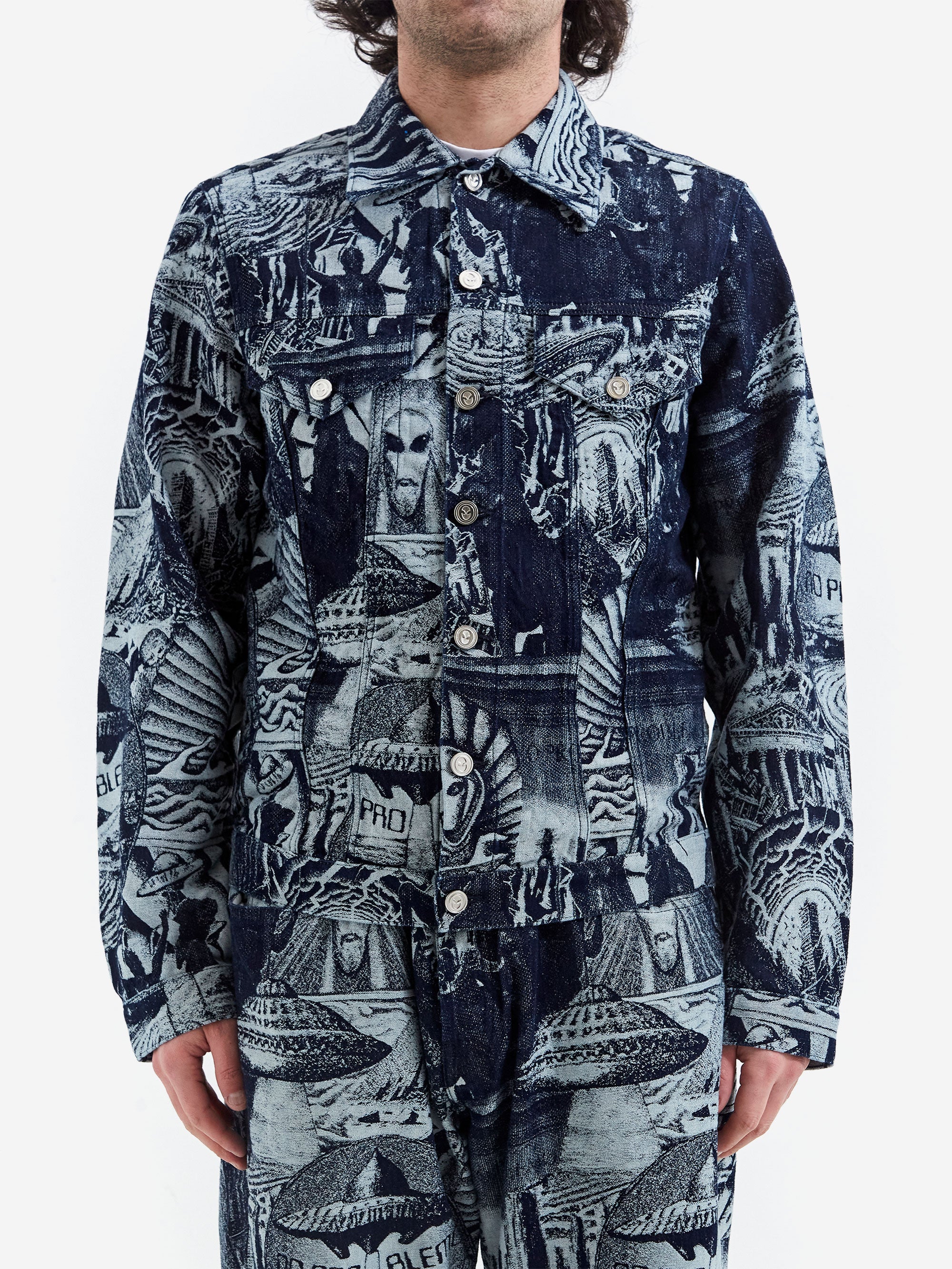 No Problemo Apocalypse Jacquard Trucker Jacket - Blue – Goodhood