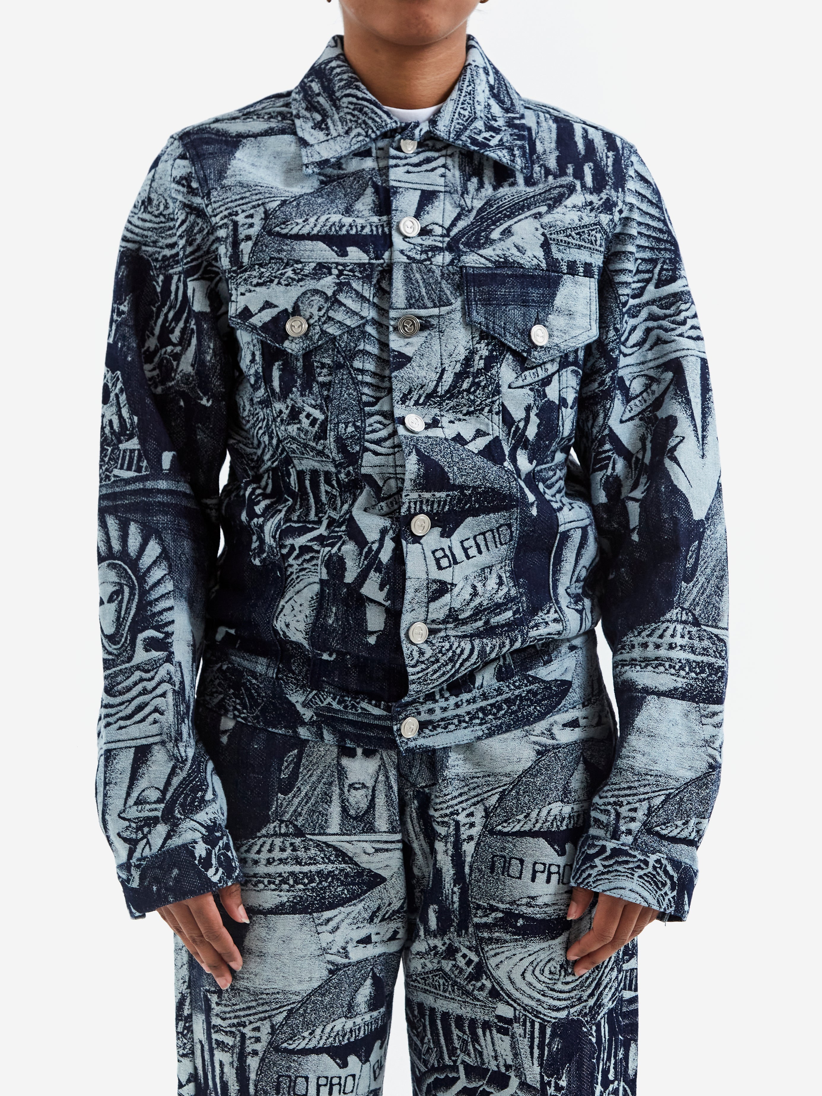 No Problemo Apocalypse Jacquard Trucker Jacket W - Blue – Goodhood