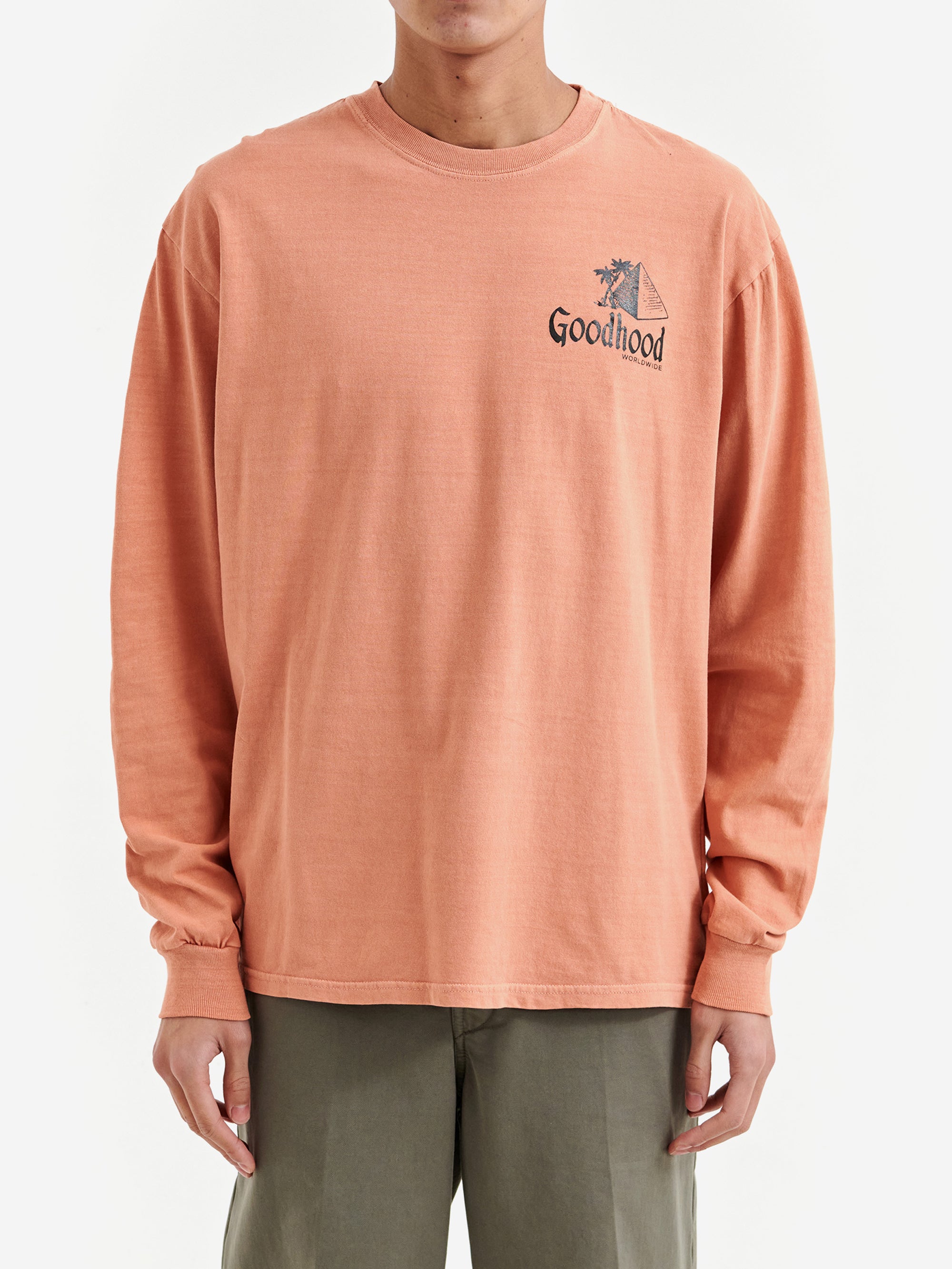 Goodhood Worldwide Pyramid Longsleeve T-Shirt - Peach