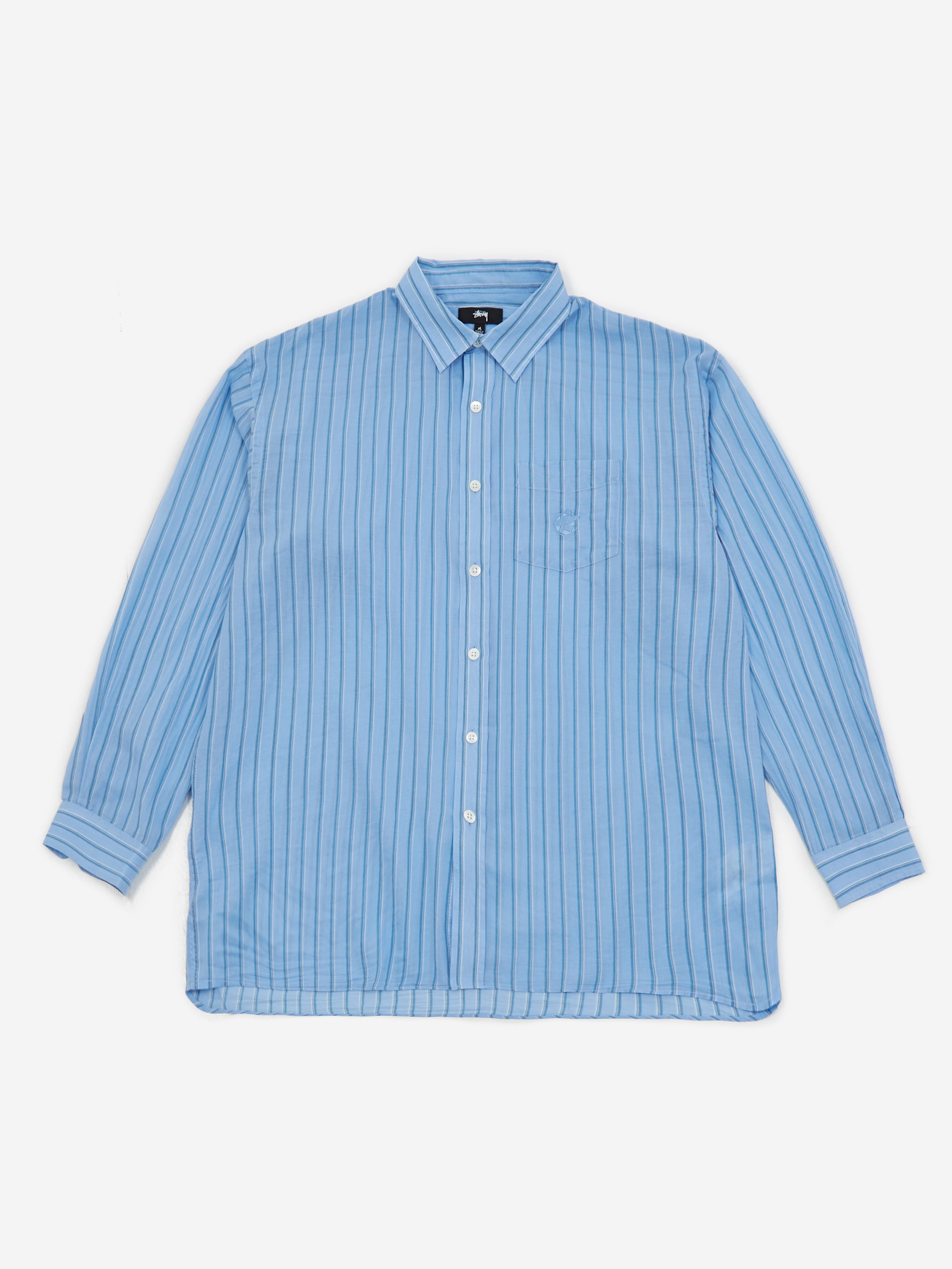 Stussy Men's Standard Striped Cotton Shirt Blue
