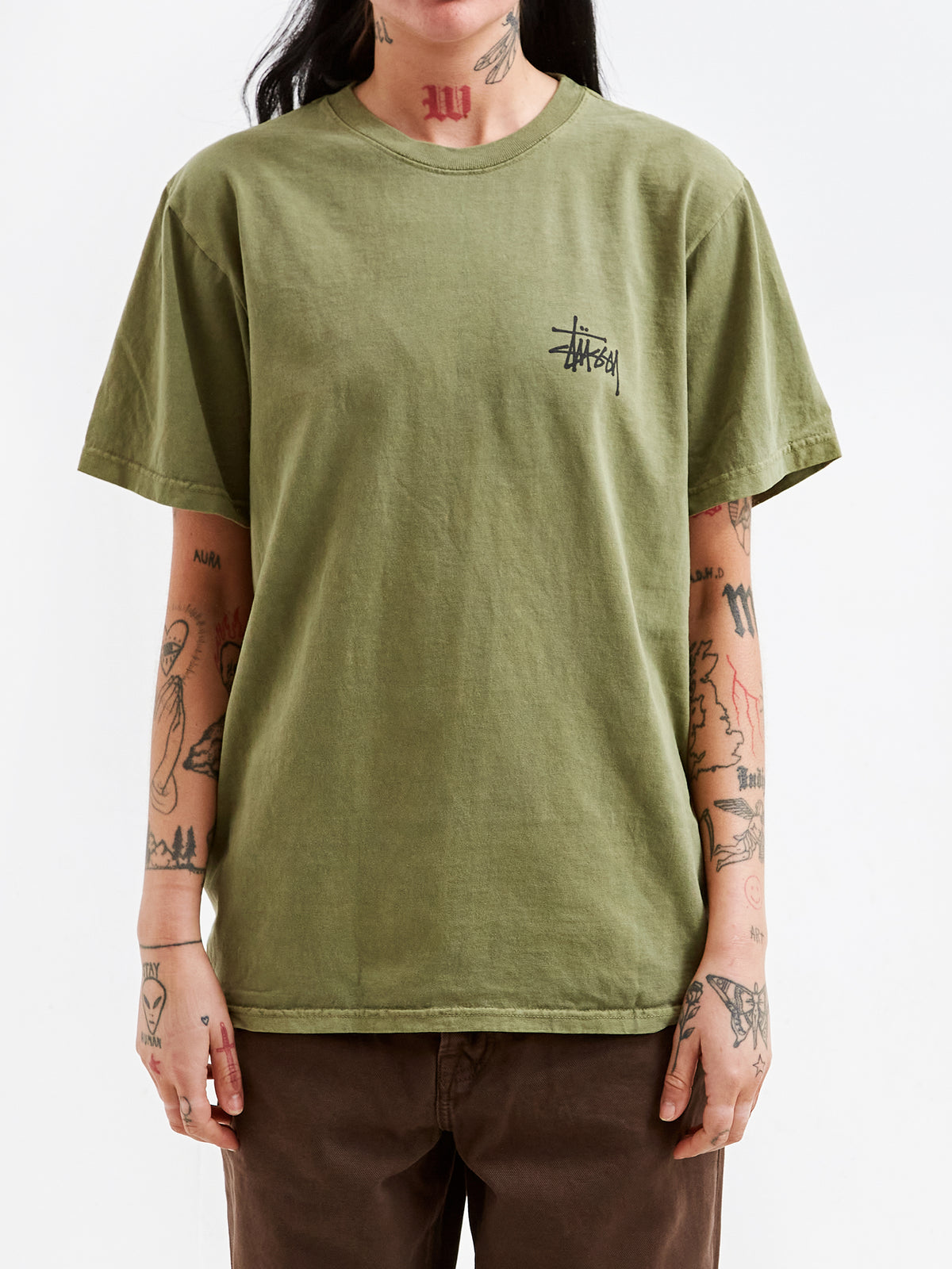Stussy-Basic-Stussy-Pig-Dyed-T Stussy Built To Last Pig. Dyed Tee olive