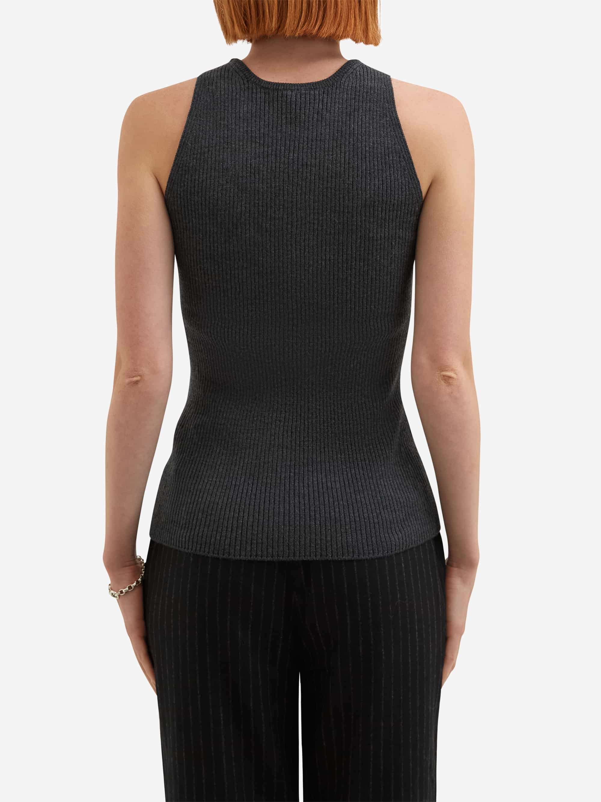 Dial Button Ribbed Tonywack Button Ribbed Sleeveless Cardigan - Charcoal – Goodhood