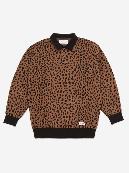 Wacko Maria Leopard Knit Polo Shirt - Brown – Goodhood