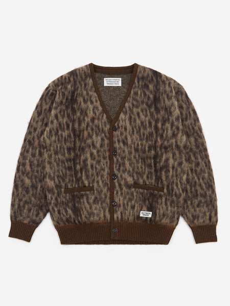 Wacko Maria Leopard Mohair Cardigan - Beige