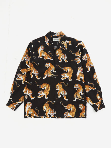 Wacko Maria Tim Lehi / Hawaiian Shirt L/S ( Type-3 ) - Black