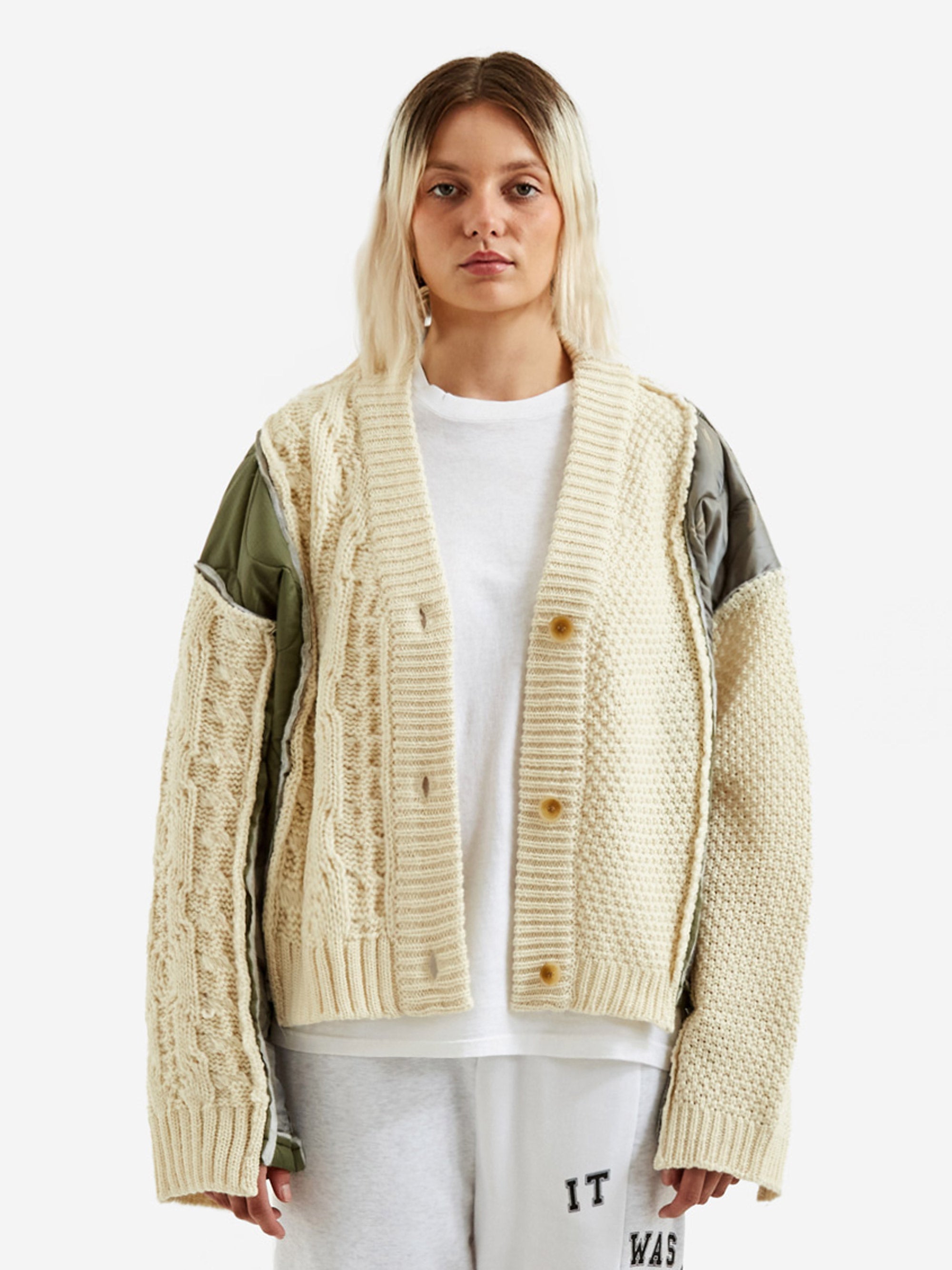 Stand Alone Cable Mixed Knit Cardigan - Multi – Goodhood