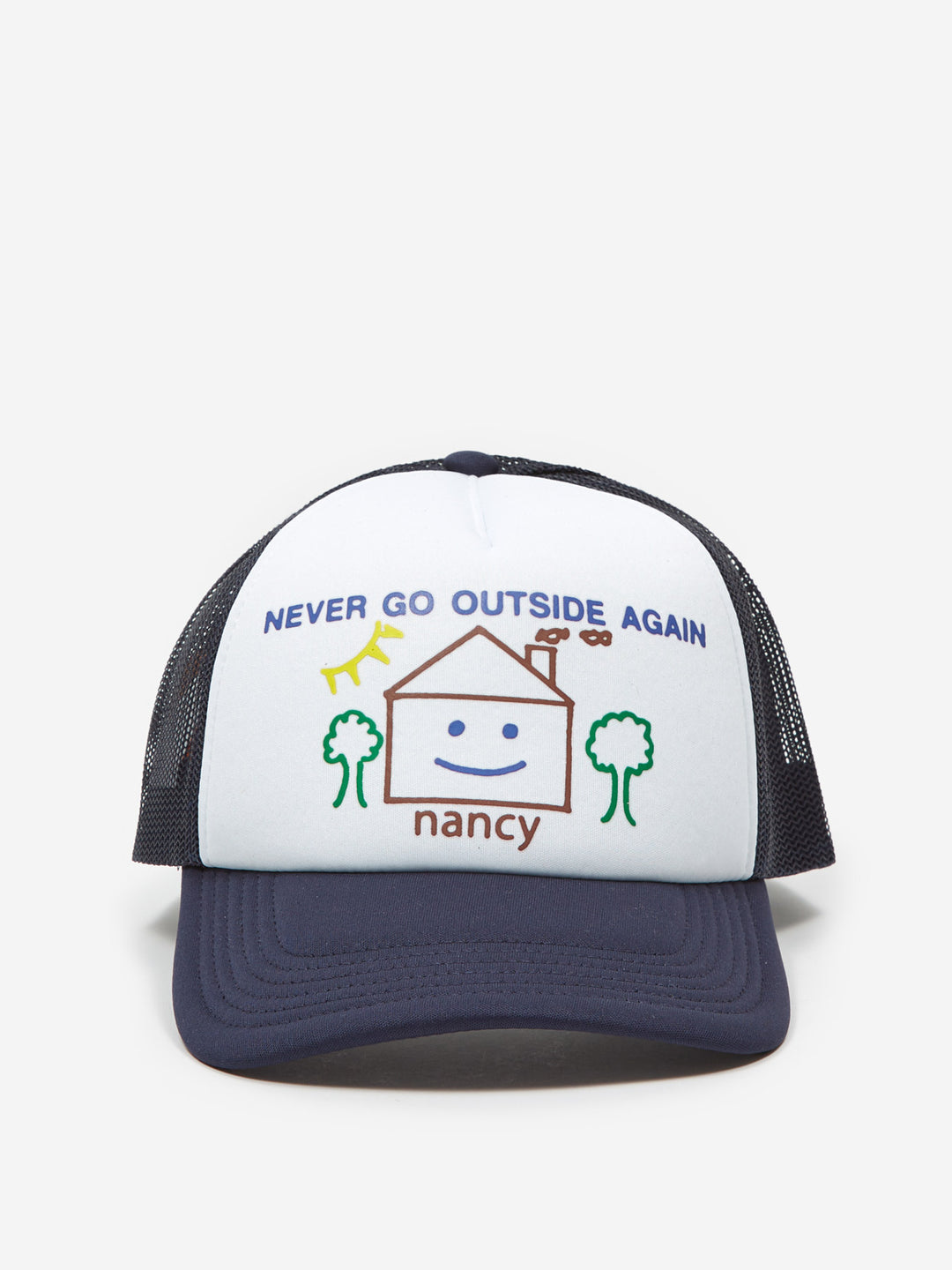 Nancy Never Go Outside Again Trucker Cap Navy Goodhood