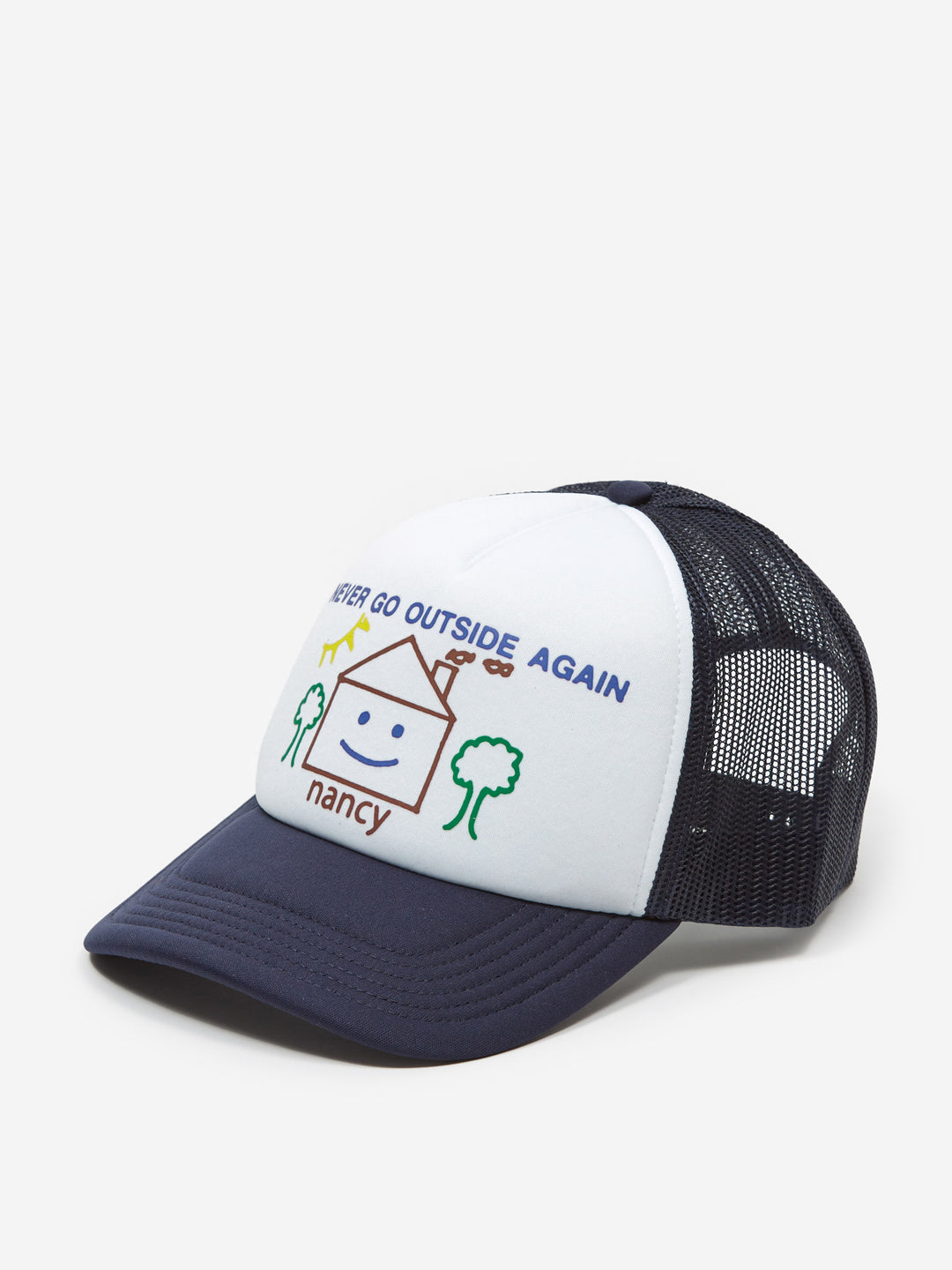 Nancy Never Go Outside Again Trucker Cap Navy Goodhood