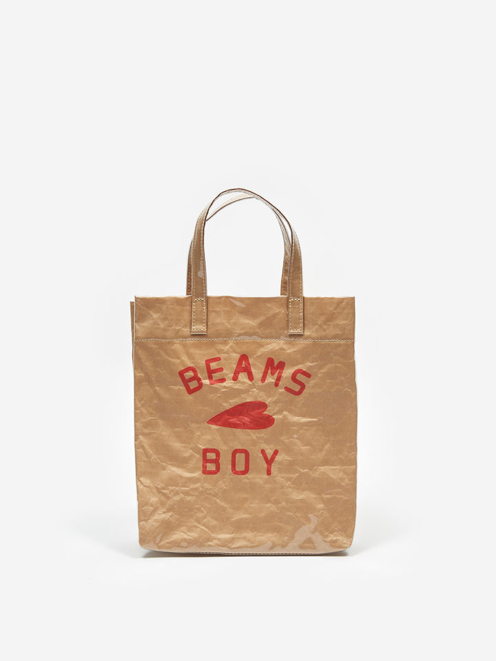 Beams Boy Logo Shop Bag in Beige