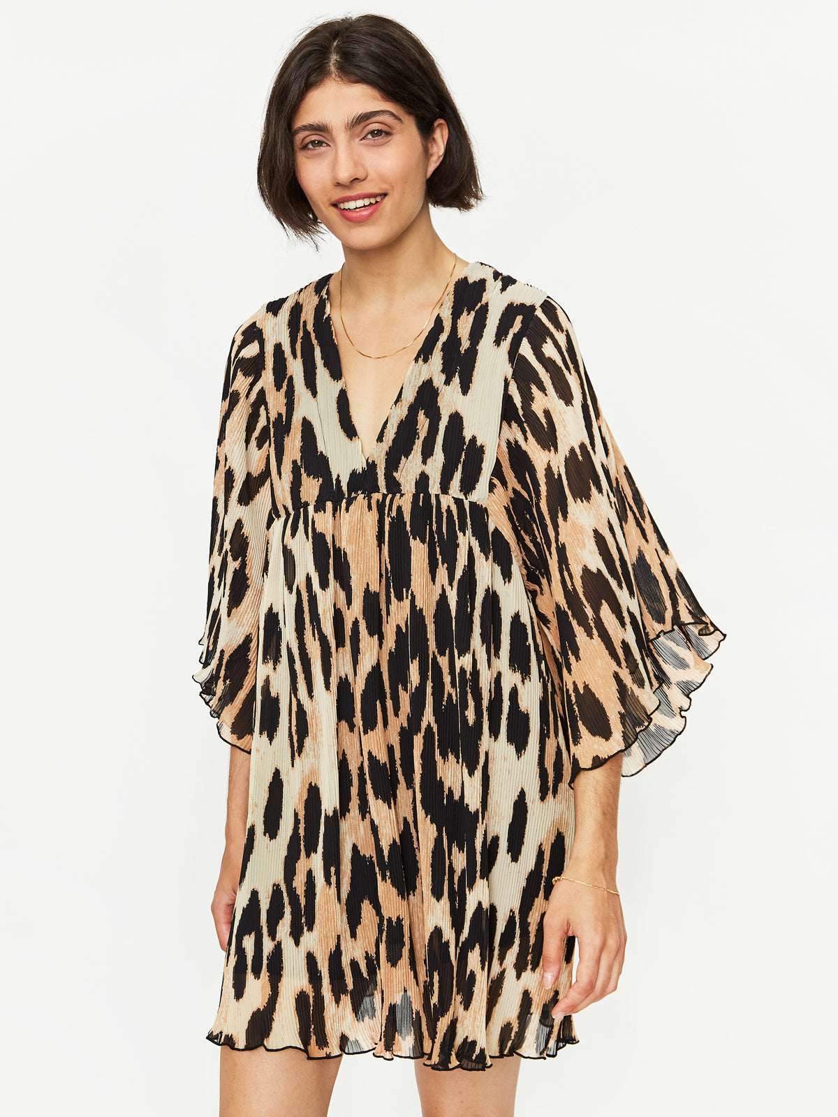 ganni pleated georgette dress leopard Ganni Pink Leopard Dress Ganni Pleated Georgette Dress In Candy Pink And  Dark Brown Leopard
