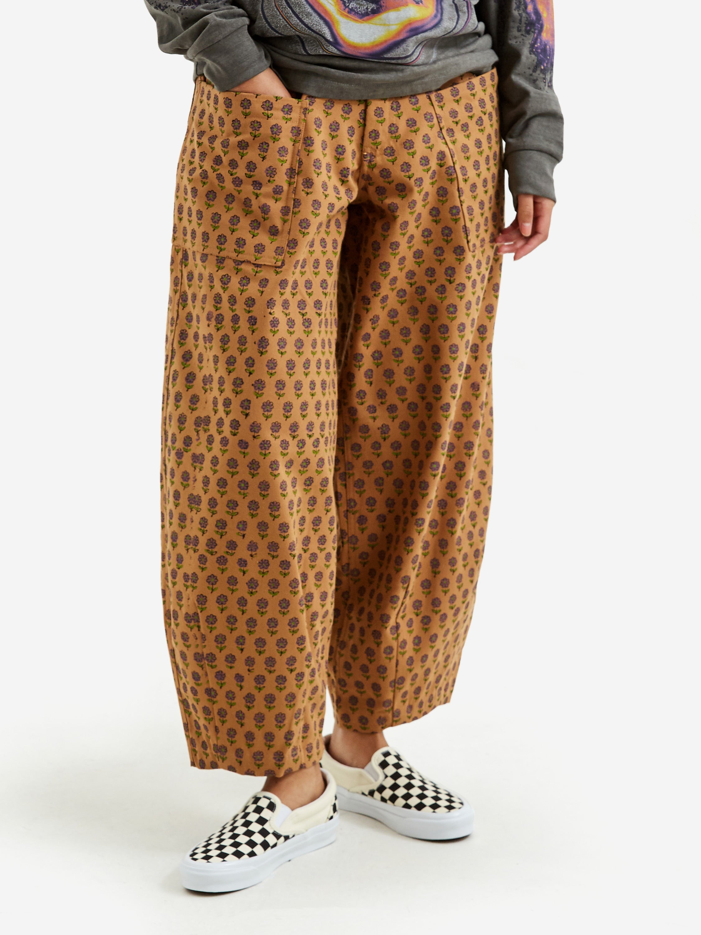 Gentlefullness Found Trouser - 1970s Block Print in Brown – Goodhood