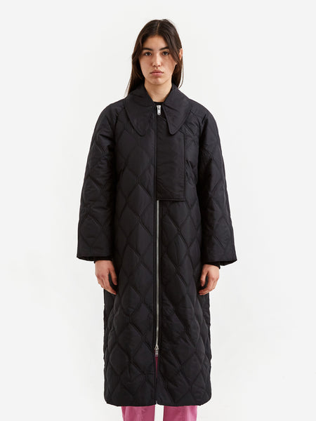 Ganni Ripstop Quilt Coat - Black X-Small