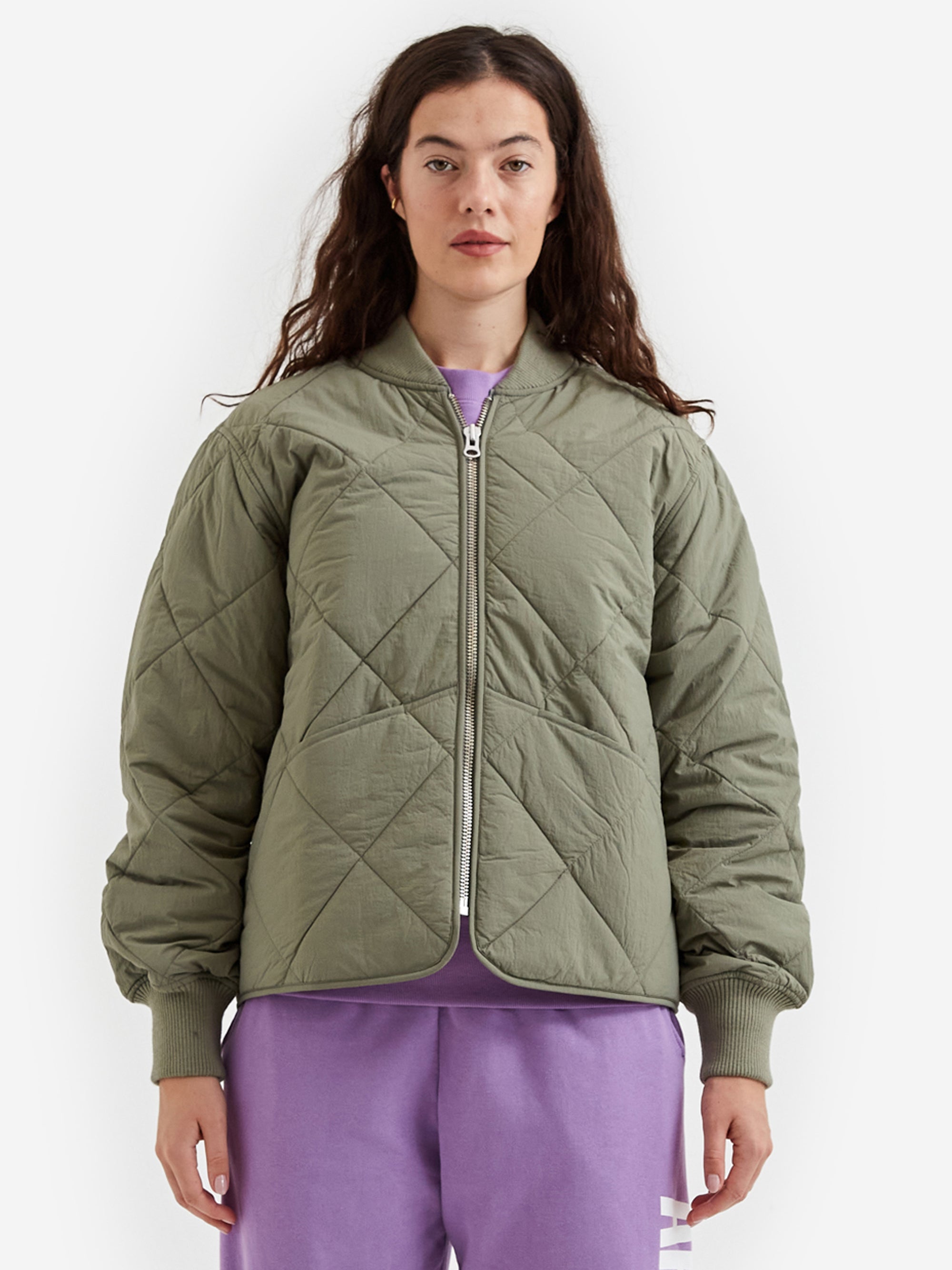 Stussy Dice Quilted Liner Jacket W Olive Goodhood