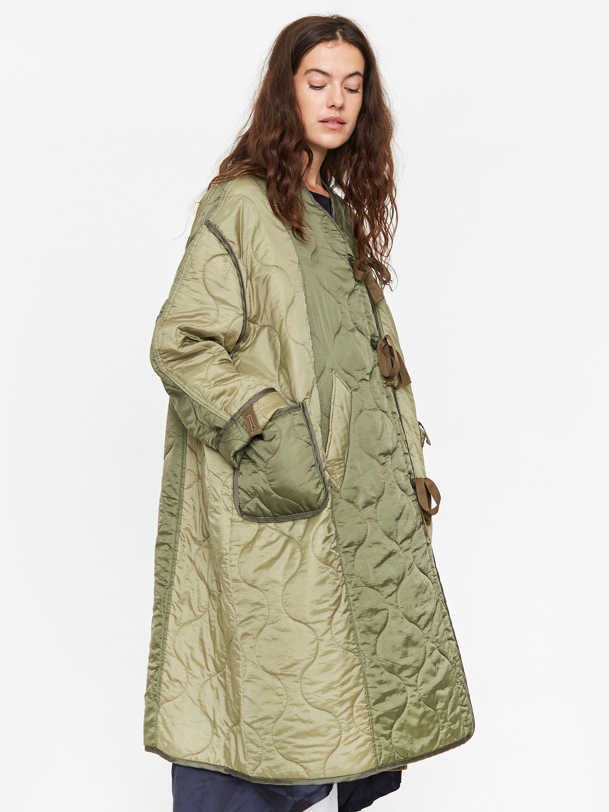 Stand Alone Military Quilted Liner Coat - Khaki – Goodhood